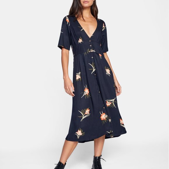 RVCA Avenue Midi Dress NWT - Picture 1 of 3